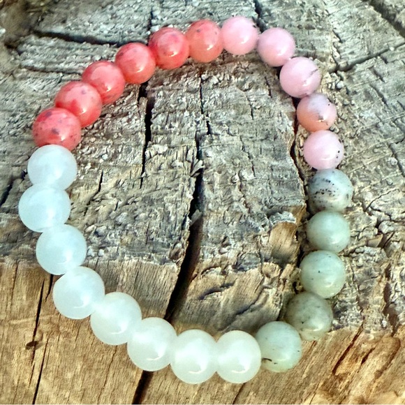 Brand New Gemstone Bracelet Strawberry & Rose Quartz, Moonstone Labradorite - Picture 3 of 7